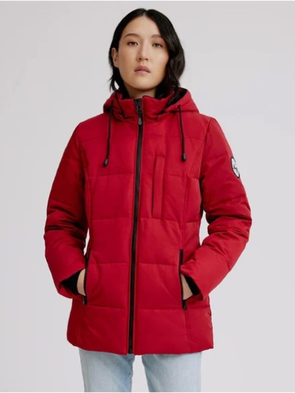 Arctic Expedition Horizontal Quilted Down Coat Chili Pepper Sz Medium A458834
